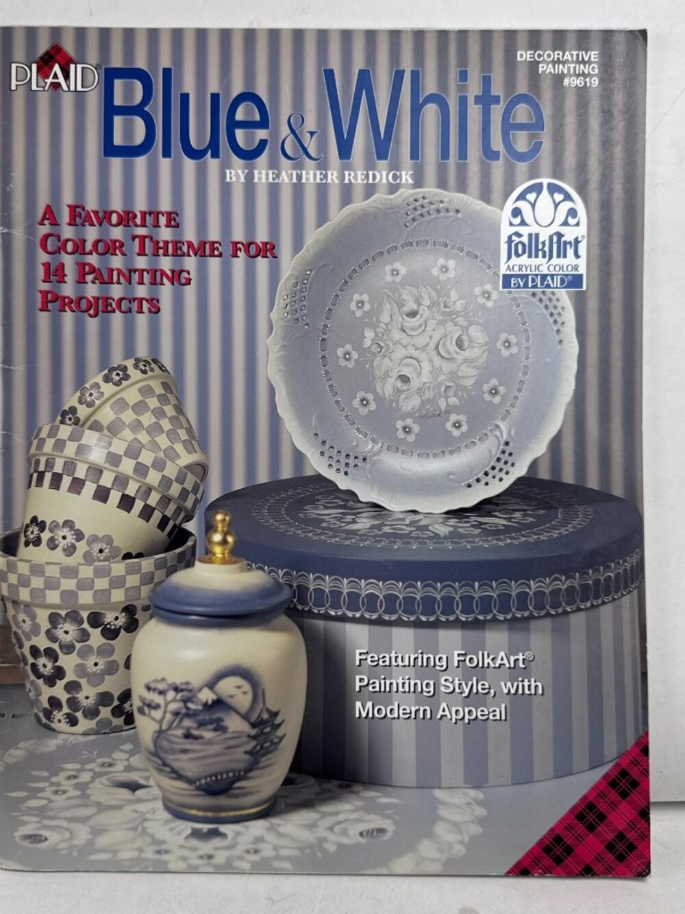 Plaid Blue & White FolkArt Decorative Painting Book #9619 Heather Redick